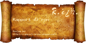 Rapport Áron névjegykártya